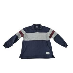 "AMERICAN EAGLE" Vintage Rugby Long‎ Sleeve Shirt Preppy Collegiate SZ L Y2K